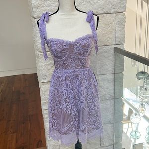For Love & Lemons NWT purple lace mini dress